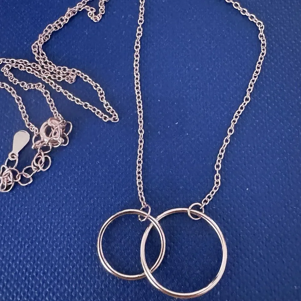 Interlocking Double Circle of Life Necklace 925 Sterling Silver Rose Gold Plated